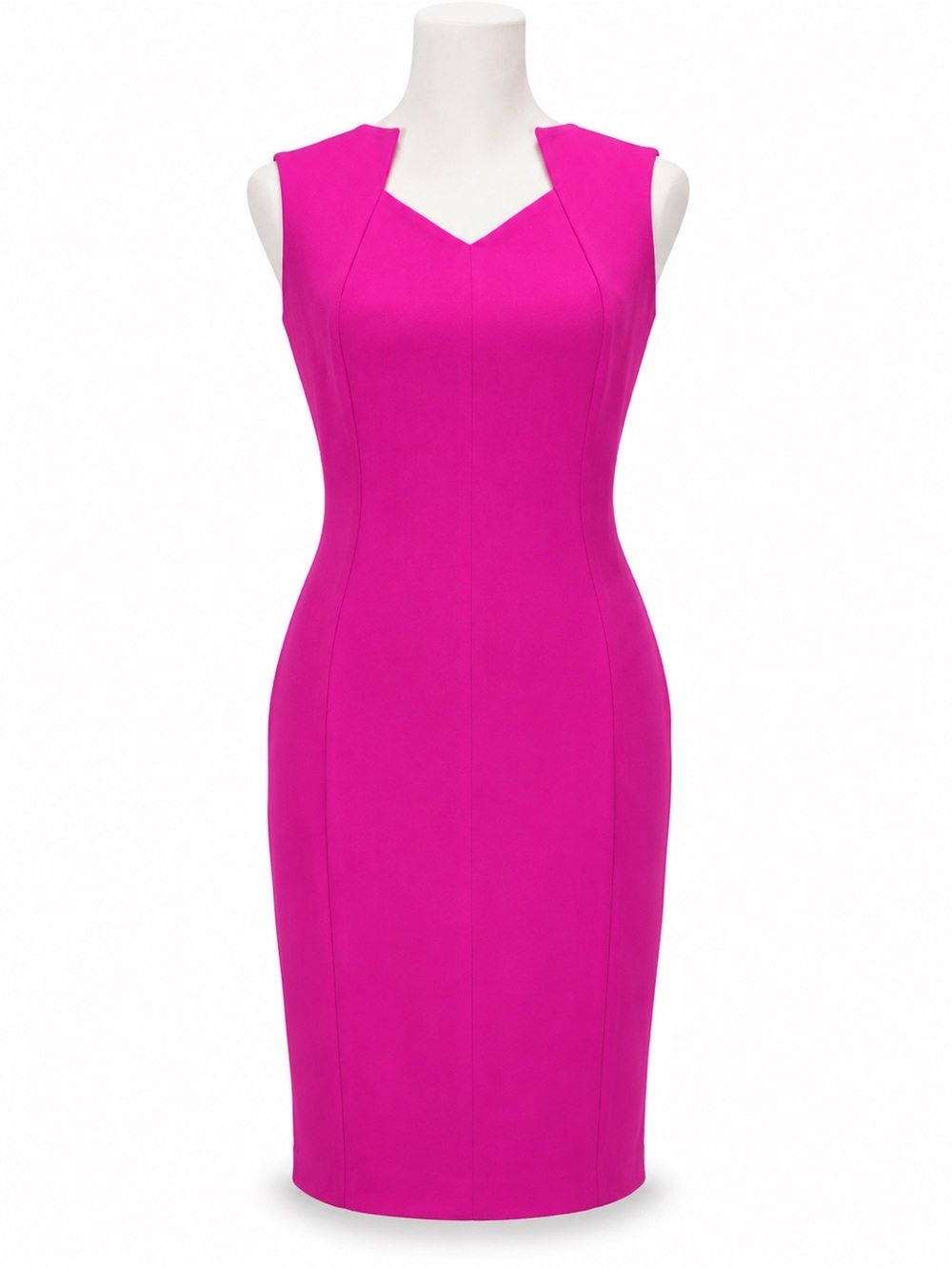 Calvin Klein Fitted Sleeveless Sheath Dress in Vibrant Fuchsia